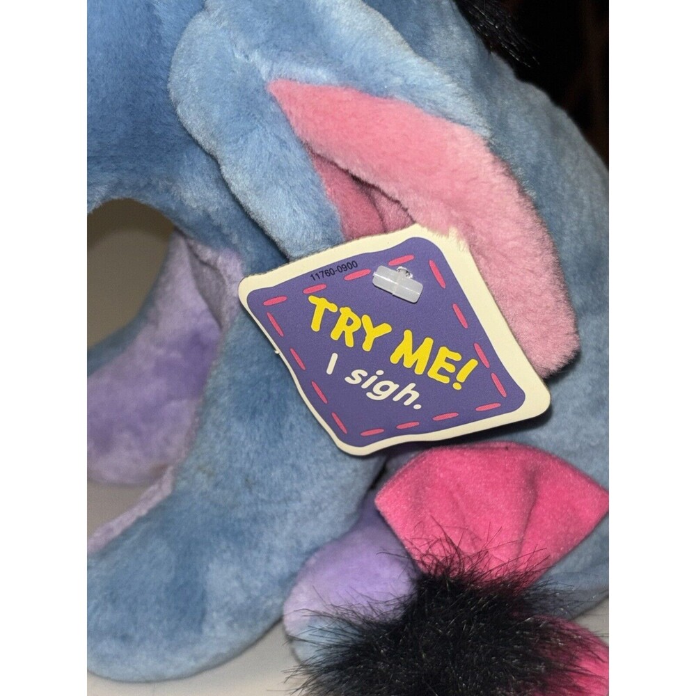 Vintage Disney Eeyore Sighing Stuffed Plush 1994 Mattel Tail Winnie the Pooh - Picture 7 of 8